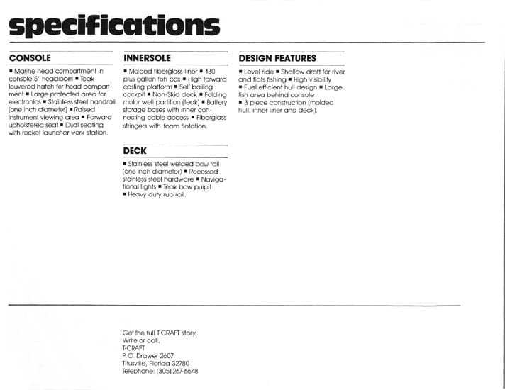 T-CRAFT 24' Gulfstream Center Console Brochure (Rear) T-Craft 24' Gulfstream Center Console Deluxe picture