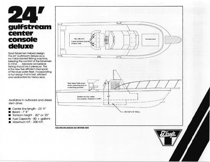 T-CRAFT 24' Gulfstream Center Console Brochure (Front) T-Craft 24' Gulfstream Center Console Deluxe picture